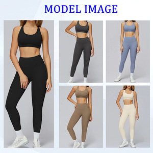 Conjunto Deportivo de Alta Calidad OEM, Leggings de Control Abdominal, Sujetador Deportivo Cruzado sin Espalda de Alta Sujeción, 2 Piezas, Conjunto de Pilates Ajustado para Mujer - Product Image 2