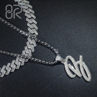 38Mm 22G VVS Moissanite círculo B letra colgantes fábrica venta al por mayor grueso 925 plata esterlina joyería fina colgante
