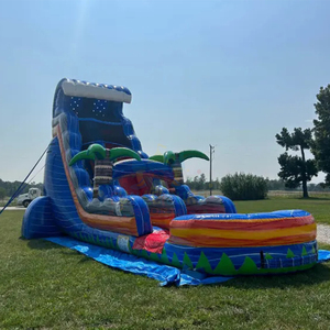 Tobogán Inflable Comercial Azul para Adultos, Tobogán de Agua de PVC de 2 Carriles, Toboganes de Agua Inflables para Niños y Adultos para Exteriores y Hogar - Product Image 1