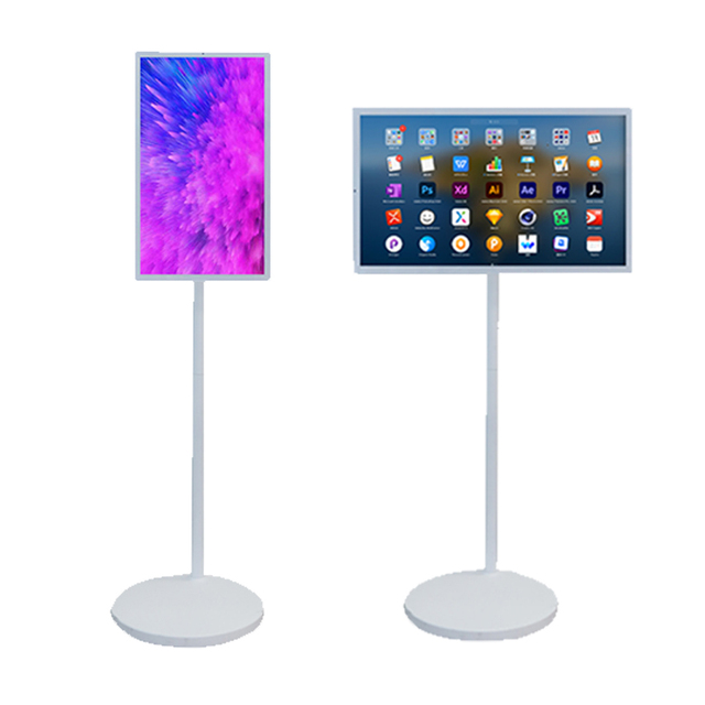 White Movable Portable Stand 22inch 1080p LCD Android 12 Smart TV Interactive Touch Screen LED Television with Battery Camera