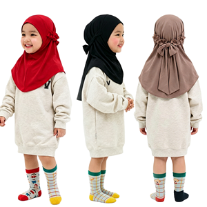 Wambli International Kids Muslim Modest <b>Hijab</b> 3-6 Years Girls Instant <b>Hijab</b> All Seasons Solid Eco-Friendly Breathable Polyester - Product Image 1