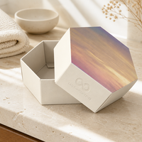 Boîte cadeau en papier pour savon de luxe, design personnalisé, forme hexagonale, avec couvercle et base, boîte à savon pour l'emballage de savon artisanal