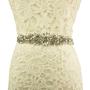 Impresionante pulsera de diamantes de imitación de plata trim <span class=keywords><strong>rojo</strong></span> lazo hecho a mano cinturón de novia con cuentas para las mujeres vestido de noche - Product Image 6