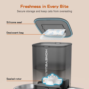 Pet <span class=keywords><strong>Food</strong></span> <span class=keywords><strong>Container</strong></span> com 3.5L capacidade lados separados para Multi Animais Gatos Cães Alimentador de Alimentos com Bacia De Aço Inoxidável - Product Image 4
