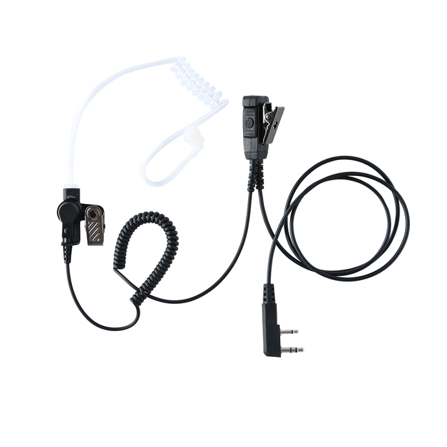 Acoustic Tube Earpiece with PTT Mic Wired Music Headset for Two-Way Radio 2-Wire Mushroom-Sharp Kit Flexible Stretch Cable