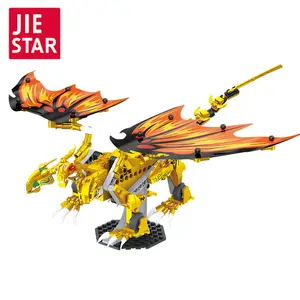 JIESTAR Hot Sell 452 Pcs Ninjago Lloyd Golden Ultra Dragon Model Collectible Building Block Set With figurines Children Diy Toy