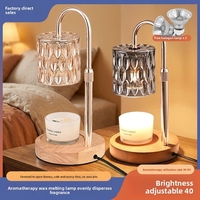 Lampe d'aromathérapie moderne en métal style grain de bois avec minuterie, chauffe-bougie à intensité variable et éclairage d'ambiance pour chambre à coucher
