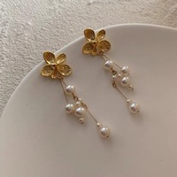 Boucles d'oreilles pendantes Aimgal Flower Niche en perles Edison naturelles 3-6mm, tige en argent 925, cadeau touristique pour femme, bijoux pour fête à la plage