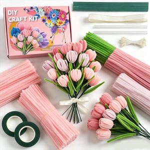Fil de fer chenille, nettoyeur de tuyaux pelucheux, coloré, pour loisirs créatifs, vente en gros, pour fleurs d'anniversaire TOYSRUNNER - Product Image 1