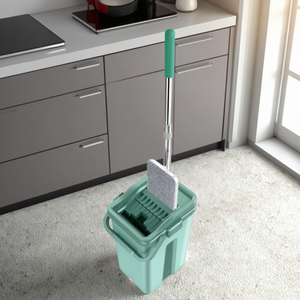 Bộ lau nhà xoay bằng sợi microfiber bán chạy nhất, có ngăn chứa nước thải, giặt không cần dùng tay, bộ lau nhà và xô dành cho vệ sinh nhà cửa - Product Image 1