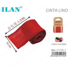 Nastro Decorativo in Lino Rosso Ilan Cinta 6cm X 2m per Decorazioni - Product Image 1