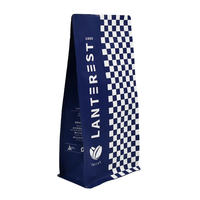 Sacs d'emballage personnalisés pour grains de café, 450g (2lb), à huit soudures latérales, à soufflets latéraux, à fond plat, avec valve, anti-humidité