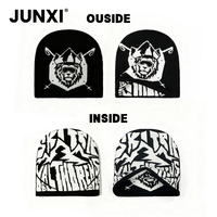 2025 nouvelle mode unisexe Jacquard Beanie chapeaux tissu acrylique broderie personnalisée tissé étiquette hiver réversible tricoté bonnets