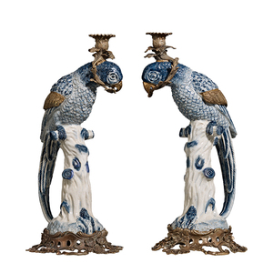 Bougeoir Original En Grès Céramique, Fait Main En France, Motif Oiseau, Pièce Unique
