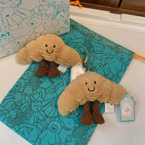 Sencaiクロワッサンキーチェーンバッグ携帯電話チャームぬいぐるみぬいぐるみパンクロワッサンキーチャイ - Product Image 3