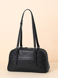 กระเป๋าหนังแท้คุณภาพสูงทรงโบว์ลิ่งสำหรับผู้หญิง ตกแต่งคริสตัล พร้อมซับในโพลีเอสเตอร์และซิปปิด - Product Image 3