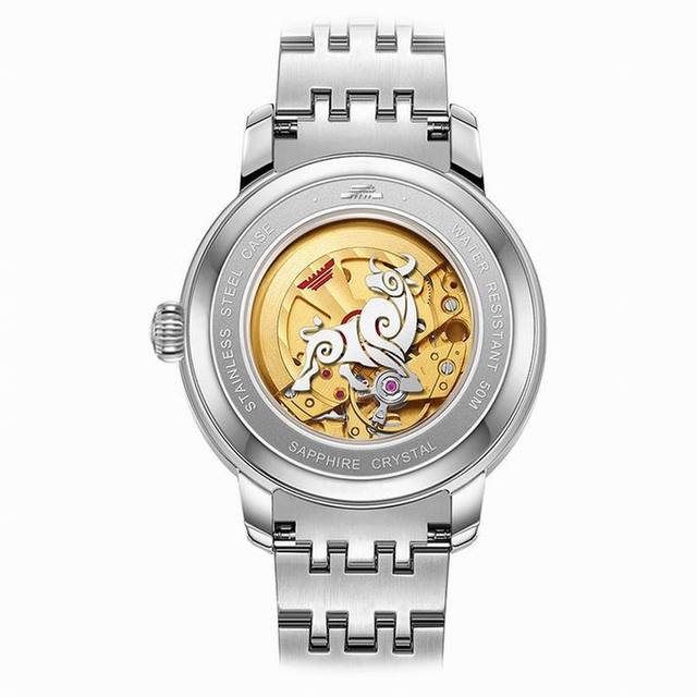 Beijing Red Star Chinese Zodiac Watch 42mm Silver Ox Mechanical Automatic Skeleton Watch Stainless Steel Business Fashion Man
