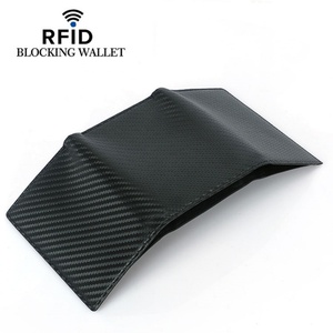 New Arrival Luxury Bulk Slim Carbon Fiber Pattern Men Minimalist Leather Card Holder Wallet - Product Image 2