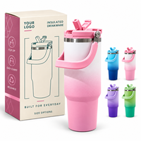 Bouteille d'eau isotherme personnalisée 30oz Ombre en acier inoxydable avec poignée de transport Stanleeyse et base conique pour cadeaux de fête et fitness