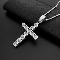 Haute qualité Hip Hop rappeur bijoux fins en argent Sterling 925 entièrement glacé VVS Moissanite croix pendentif à breloque pour hommes