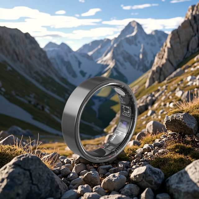 Unisex IP68/5ATM Smart Fitness Ring Sleep Heart Rate Tracker Charging Case Multiple Sports Modes