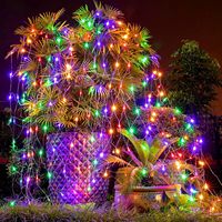 Guirlandes solaires pour l'extérieur, lumières de Noël, IP65, étanches, LED, mailles lumineuses avec RGB et contrôle sans fil pour la décoration des arbres de jardin