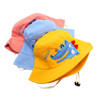 Sombrero de pescador de dinosaurio de dibujos animados de verano para niños, sombrero de cuenco de protección solar para niño o niña, bebé para salidas informales y ciclismo
