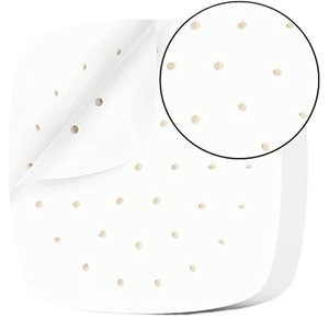 Square Perforated Steamer Paper White Silicone Food Grade Air Fryer Liner For Steaming Baking Cooking 38Gsm - Product Image 5