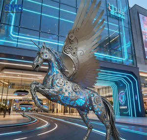 Opera d'Arte SMC a Grandezza Naturale in Acciaio Inossidabile, Cavallo Alato di <span class=keywords><strong>Fantascienza</strong></span> per Centri Commerciali, Biblioteche, Piazze e Spazi Pubblici all'Aperto - Product Image 5
