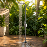 Colonne de douche autoportante en acier inoxydable pour extérieur, double fonction, pommeau de douche pluie, moderne, pour jardin, patio, salle de bain