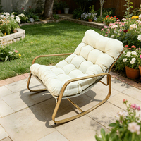 Ensemble de chaises à bascule d'extérieur modernes en acier, imperméables et durables, avec coussin, meubles de jardin portables pour patio et cour
