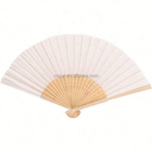 พัดมือพับได้ทำจากผ้าไหมเทียมสีขาว ลายไม้ไผ่ ของชำร่วยงานแต่งงาน ของขวัญงานเลี้ยงฉลองเด็กแรกเกิด พร้อมถุงของขวัญ - Product Image 6
