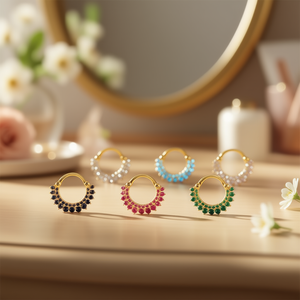 Anillo de Labio Chapado en Oro E4368 de 12 mm con Circonita Cúbica Rosa en Engaste de Garras, Joyería Corporal Moderna para Uso Diario y Fiestas - Product Image 2