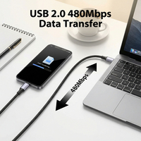 Cable USB C a C de Fábrica Personalizado, 240W 5A 48V, Carga Rápida, Cable USB C de 1m 2m 3m, Cable de Datos Trenzado USB-C a USBC, Cable Tipo C
