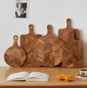 Plateau en bois d'acacia de luxe de haute qualité, motif en os de poisson, plateau à nourriture, plateau à steak et plateau à pizza - Product Image 3