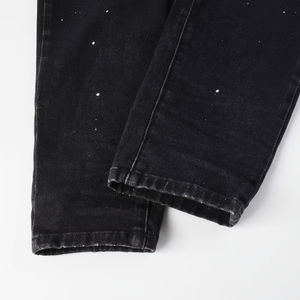 <b>High</b> Street Vintage Style <b>Mens</b> Denim <b>Jeans</b> Cotton Straight Black Distressed Mid <b>Waist</b> Comfortable Breathable Knitted Streetwear - Product Image 1