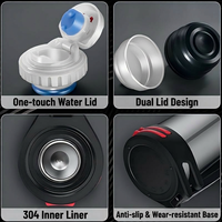 BORGE Bouteille d'eau isotherme en acier inoxydable grande capacité (1000ML-5000ML) avec sangle de transport, idéale pour les voyages
