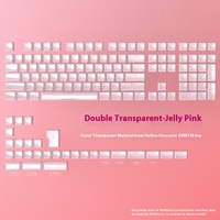 Jelly Keycaps-Crystal Cute Pink Keycaps 136Keys OEM Profile for 61/68/84/87/98/100 Cherry Gateron MX Mechanical