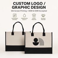 Sac fourre-tout en toile de coton imprimé sur mesure avec bordure contrastée et poignées d'épaule, vente en gros pour les chaînes de magasins et les boutiques