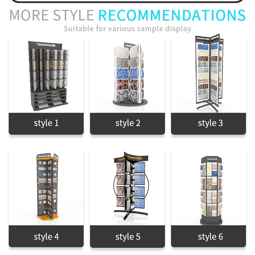 Tsianfan Design Metal Display Turning-Page Marble Granite Stone Quartz Floor Rack Porcelain Ceramic Tile Wing Display Stand