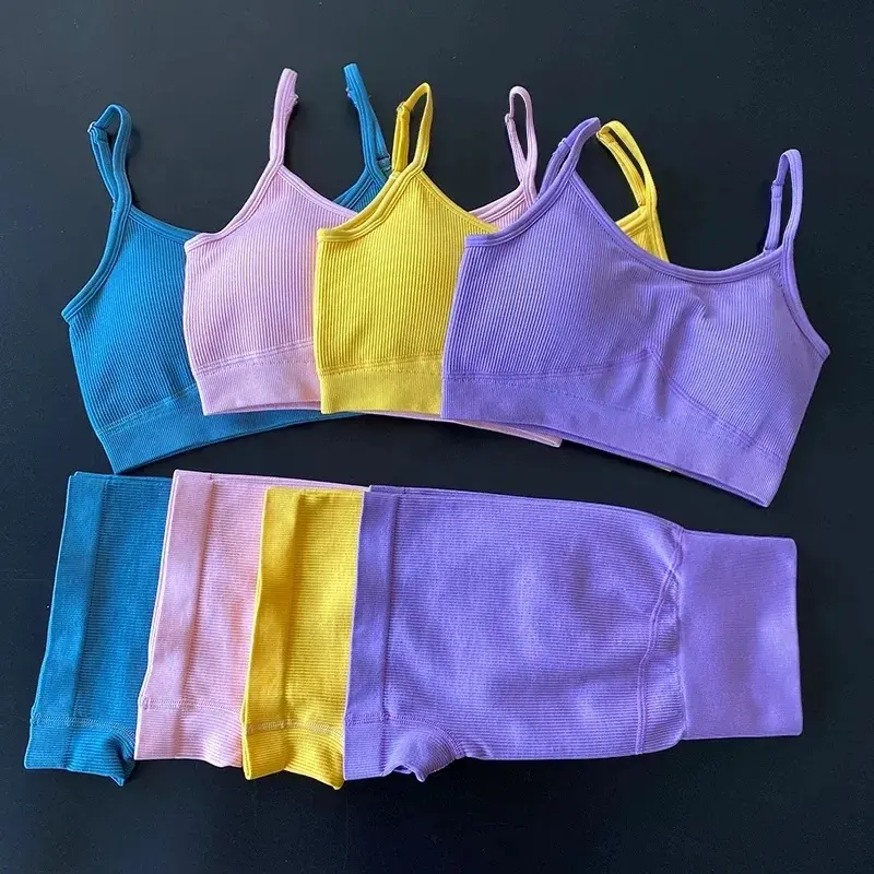 Женская одежда для фитнеса, 2023 бесшовный комплект из 2 предметов для занятий йогой