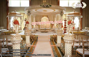 Mandap de Cristal de Fibra Dorado Glamuroso para Bodas, Mandap Redondo de Cristal de Fibra Único para Bodas, Mandap Dorado Real para Bodas, Venta en EE. UU. y Reino Unido - Product Image 2