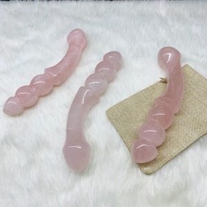 惊人的宝石玫瑰石英水晶魔杖刮沙女性，水晶针灸按摩棒光滑边缘 - Product Image 5