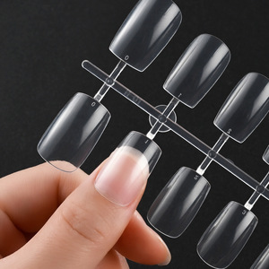 600 faux ongles courts à couverture complète, transparents, blancs, carrés, en amande, en ABS, en gel souple, pour nail art - Product Image 4