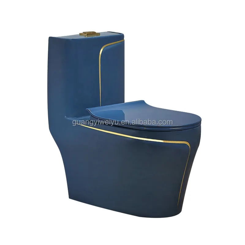 Washdown nhà vệ sinh thiết kế dòng gốm cho Nga phòng tắm nóng bán Trung Đông WC màu xanh vàng Nước Tủ quần áo P-trap một mảnh