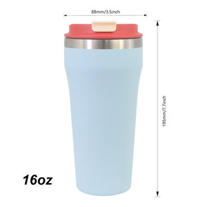 <span class=keywords><strong>Tasse</strong></span> à café isotherme en acier inoxydable <span class=keywords><strong>2</strong></span>-en-1 de 16 oz avec couvercle, double paroi isolée, pour voyage, à boire directement et avec paille, double usage - Product Image 3