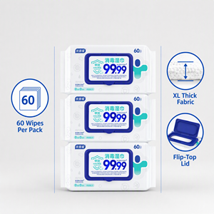 Lot de 60 lingettes désinfectantes H3N2 (99,99 %) pour virus de la grippe A, grandes et épaisses, sans alcool ni parfum, bactéricides, vente en gros - Product Image 3