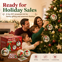 Kit de Bricolage en Argile à Séchage à l'Air pour Noël, 4 Ornements, Ensemble Artistique Sûr et Non Toxique pour Enfants avec Perles et Paillettes, Cadeau de Noël, OEM, Marque Privée, Vente en Gros