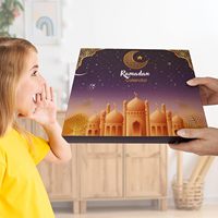 Petite boîte-cadeau de l'Avent de luxe compte à rebours de l'Aïd et du Ramadan pour enfants vide Mubarak Date calendrier carton de luxe revêtement UV gaufrage