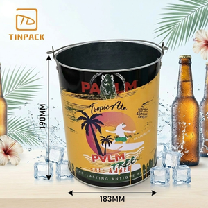Seau à glace en métal réutilisable de grande capacité, imprimé sur mesure, avec poignée, pour bar et fêtes - Product Image 1